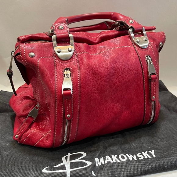 B Makowsky Red shoulder/arm bag - Picture 1 of 13